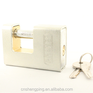 Nine armoured rectangle <strong>brass</strong> iron <strong>80mm</strong> rectangle <strong>padlock</strong> cylinder with 2 <strong>brass</strong> keys a3 steel shackle pad lock - Product Image 2