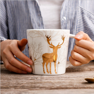 Uchome personalizado único Patrón de los ciervos de la Navidad Linda tazas de cerámica - Product Image 3