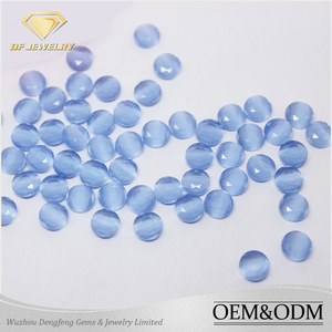 De alta Calidad de la Forma Redonda del Ojo de Gato <span class=keywords><strong>Azul</strong></span> Sintético A Granel Suelta Perlas De Vidrio - Product Image 1