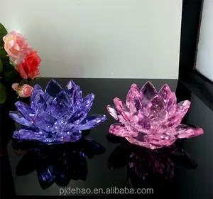 Pujiang Dehao harga pabrik warna-warni dekorasi Natal bunga teratai kristal kaca