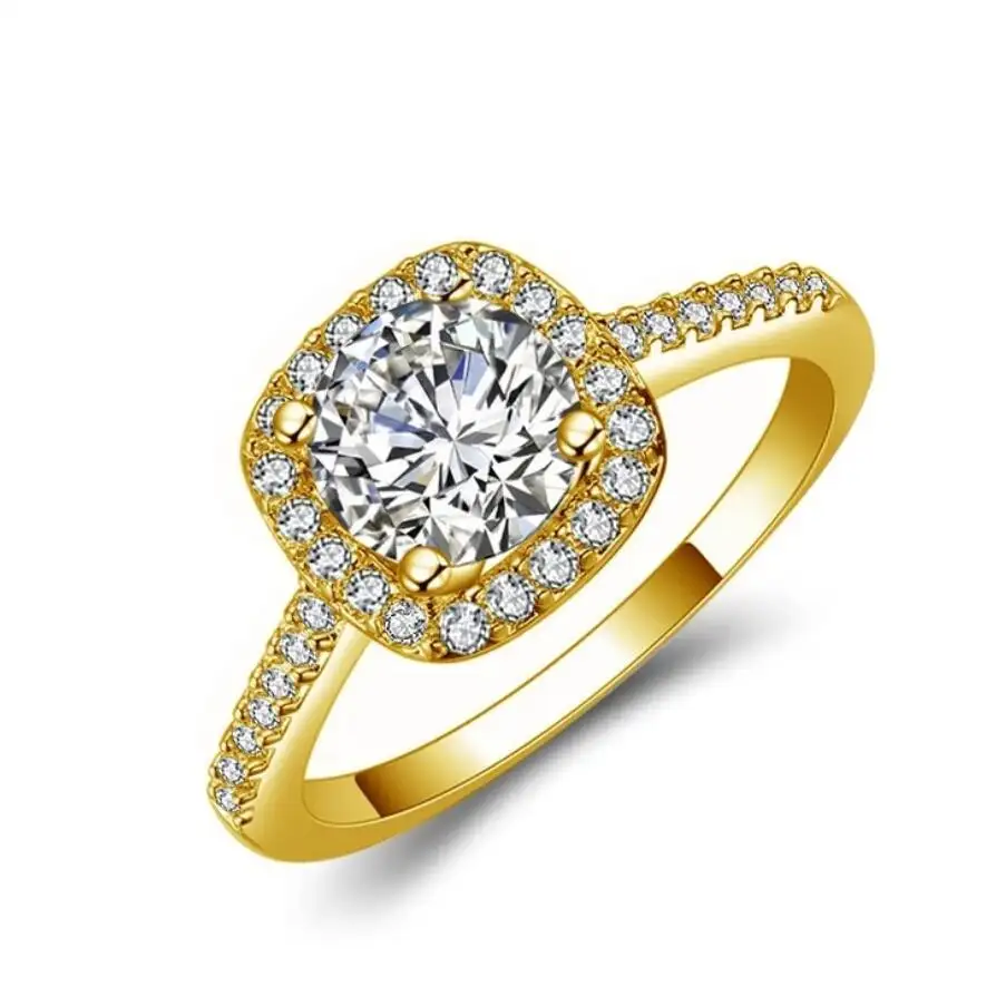 Vendita calda Classic Piazza Grande Anello di Cristallo Placcato Oro Bianco AAA zircone cristallo anelli di modo per le donne Gioielli di Moda