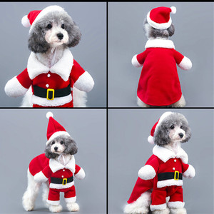 Haustier Weihnachts kostüme Hunde anzug mit Mütze Weihnachts mann Hund Hoodies Katze Weihnachts kostüme - Product Image 2