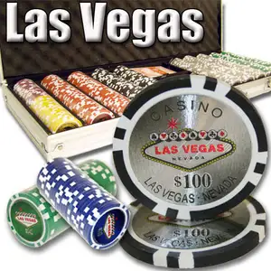 Новинка 500, набор глиняных покерных чипов Лас Вегас 11,5 г, алюминиевый корпус, выбор чипов