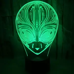 Lámpara Led 3d de Aliens, lámpara de noche con Interruptor táctil, 7 colores, Luminaria de mesa para dormir de bebé, regalo para niños