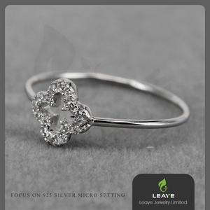 Marca Nuevo Árabe Boda de Cuatro Hojas Del Trébol de <span class=keywords><strong>San</strong></span> Valentín Regalo 925 Anillos de Plata - Product Image 2