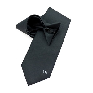 Cravates en polyester noir pour uniforme de sécurité masculin, design personnalisé, logo tissé, cravate à clip - Product Image 4