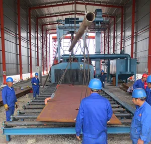 Steel plate shot blasting machine and painting line,automatic sandblasting machine steel plate pretreatment line