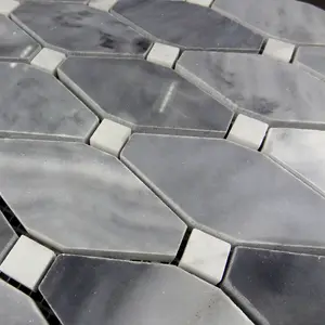 Azulejo hexagonal de mármol para interiores, piedra de mosaico de pizarra natural larga
