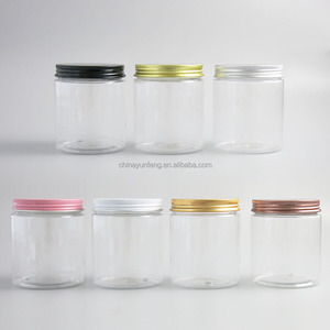 Cosmetica Opslag Container 250G Clear Pet Plastic Pot Met Aluminium Schroefdop 8Oz Pet Jar Voedingsmiddelen Cosmetica Verpakking