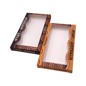 paper printed rose gold chocolate packaging box with window, diecut clear window box chocolate bar packaging
