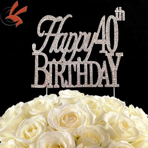 Party <strong>Cake</strong> Decoration Silver Rhinestone Happy Birthday <strong>40th</strong> <strong>Cake</strong> <strong>Topper</strong> - Product Image 1