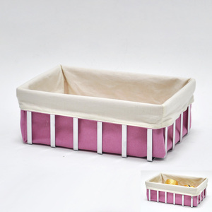 Cesta de pan lavable de color rosa de lona de forma redonda de 2 piezas - Product Image 5