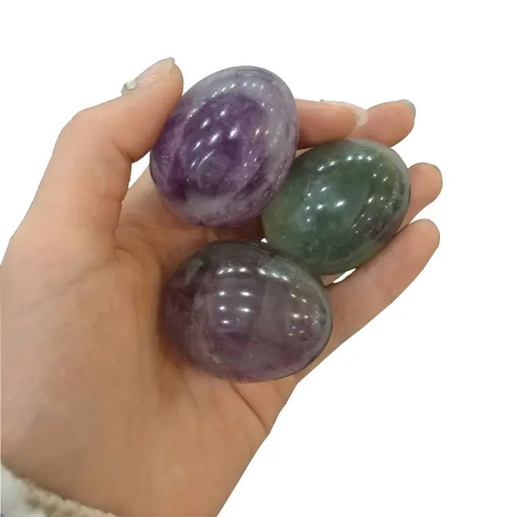 Batu Pijat Alami Telur Fluorit Kristal Yoni, untuk Latihan Vagina