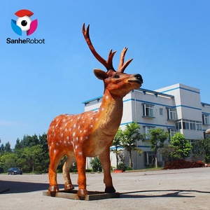 หุ่นยนต์กลางแจ้งขนาดชีวิตที่สดใส Animatronic กวางเรนเดียร์คริสต์มาสเคลื่อนไหว