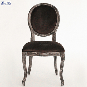 <strong>Antique</strong> Style Round Back Wooden Fabric Ding Room Luxury French XV Louis Dining <strong>Chair</strong> - Product Image 4