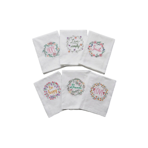 Weiße Handgefertigte 100% Baumwoll-Tischserviette mit Stickerei - Product Image 1