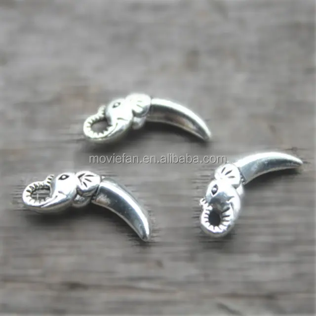 antique silver 3D elephants tooth teeth shaped charms pendants 18x9mm