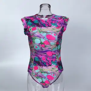 Woman Printed Removable Underwire One Piece D+ Cup Plus Size Sporty Swimwear