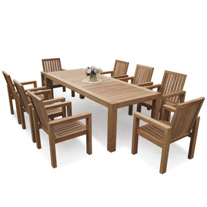 Set tavolo da pranzo e sedia in teak in legno massello con protezione solare impermeabile per esterni - Product Image 5