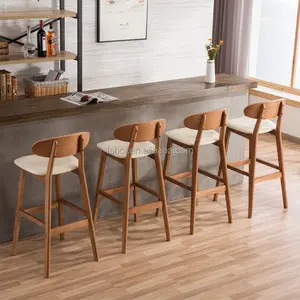 Mesa de bar de muebles comerciales, silla de madera sólida con respaldo