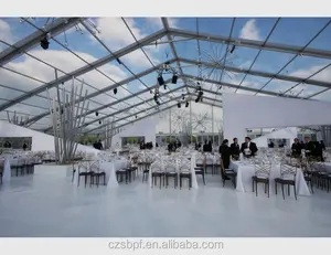 15x35m米花式大型白色派对婚礼玻璃活动帐篷不透明聚氯乙烯防水布和透明PCV防水布帐篷500人出售