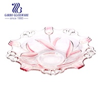 Plateau à fruits en cristal antique Garbo, très vendu, avec couleur de pulvérisation rose et motifs spéciaux, ensemble de bols en verre décoratifs