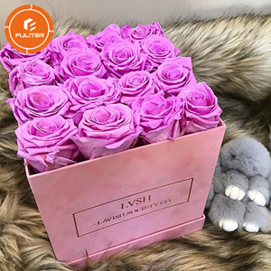 Personnalisé éternité éternelle Rose ronde daim cadeau emballage boîte fleurs fleuriste carré rose velours Floral fleur chapeau boîte - Product Image 3
