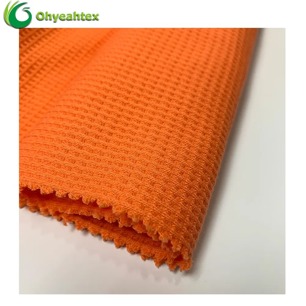 ECO-friendly Knitted 100% Cotton Waffle Fabric For Garment