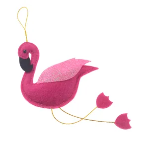 2023 Progift best seller wholesale OEM polyester felt fabric flamingo ornaments christmas festival tree hanger decorations