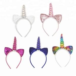 BELLEWORLD vente chaude iridescence en plastique mignon enfants <span class=keywords><strong>licorne</strong></span> corne et oreille bandeau - Product Image 2