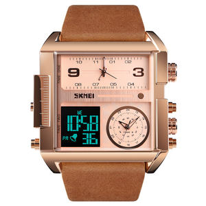 Montre cadeau promotionnelle <span class=keywords><strong>Skmei</strong></span> <span class=keywords><strong>1391</strong></span>, montres numériques de luxe, bracelet en cuir, cadeaux de Noël tendance pour hommes - Product Image 2