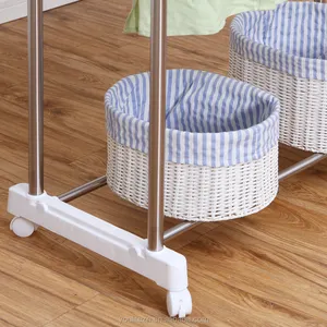 Movable Metal Double Pole Clothes Hanging Hanger Dryer