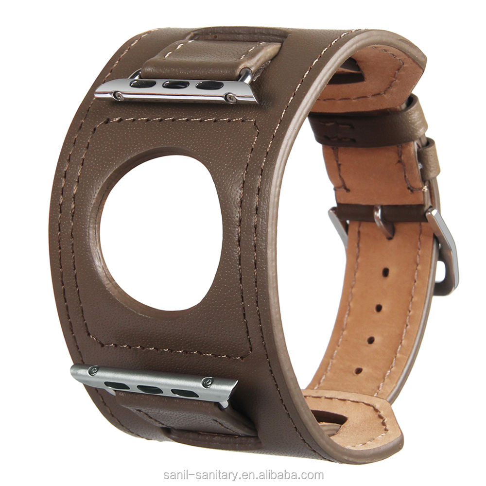 HOT Wide Leather Cuff Watch Thick Watch Bands 38mm Leather - Main Image