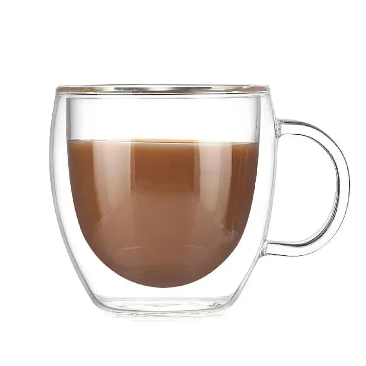 Egg-shaped water glass Wholesale Gift Coffee Mug with handle double walled glass cups on sale