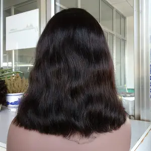 ¡En stock! De calidad superior de la onda natural del pelo humano del color natural bob pelucas de pelo humano de la Virgen brasileña peluca delantera de encaje