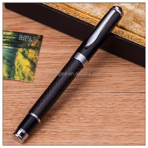 Luxury black cap off carbon fiber pen with Logo engraved