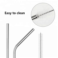 Pailles à boire réutilisables en acier inoxydable certifiées CE/LFGB, écologiques, avec logo personnalisé, accessoires métalliques et brosse – Vente en gros