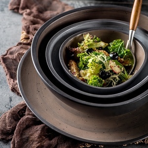 Japanese Korean Restaurant Ceramic Houseware of Crockery Pottery <strong>Cereal</strong> Pasta Serving Mixing <strong>Bowls</strong> <strong>Set</strong> - Product Image 6