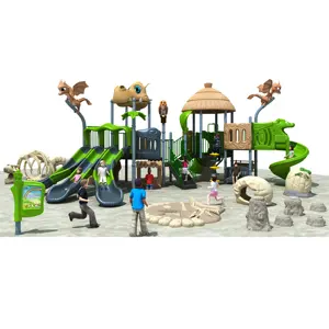 Équipement de terrain de jeu extérieur commercial en plastique pour enfants, attraction populaire de dinosaure