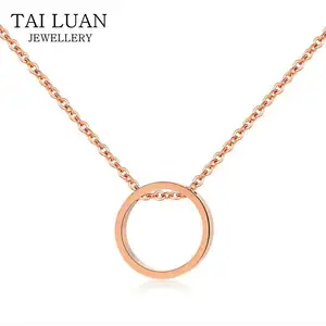 Dainty Tối Giản Rose Gold Vòng Tròn Bằng Thép Không Gỉ Karma Vòng Cổ