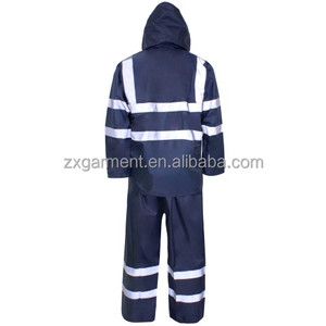 Polyester/PVC <span class=keywords><strong>Hi</strong></span> <span class=keywords><strong>VIS</strong></span> Áo Mưa Áo mưa không thấm nước mưa tổng thể khả năng <span class=keywords><strong>hi</strong></span>ển thị cao Áo Khoác Phản quang làm việc quần áo - Product Image 3