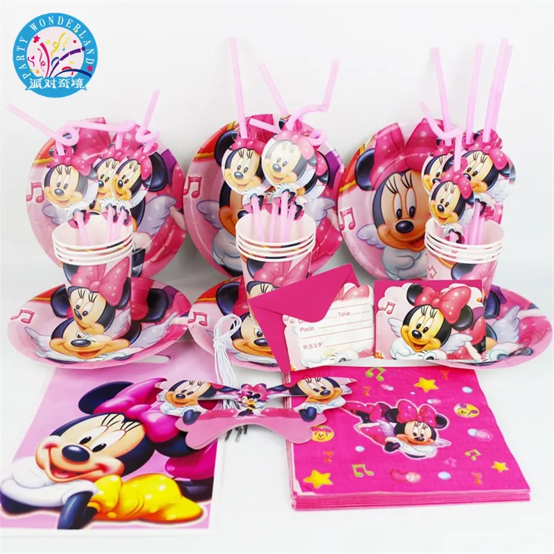 China suppliers wholesale hot sell micky and mini party supplies party decoration round plates party favors cheap price