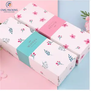 Custom exquisite flower Long Gift Packaging paper box for Sweets Cookie Box Wedding Cake Box Candy packaging