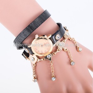 Fashion women <span class=keywords><strong>Vintage</strong></span> leather strap watches set Auger Bracelet women dress watches BWL008 - Product Image 1