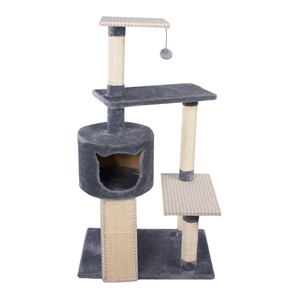 Produttore OEM grigio gatto albero con la riproduzione di casa - Product Image 1
