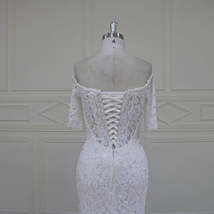HD018 nouvelle conception encolure robe de <span class=keywords><strong>mariage</strong></span> de luxe lourd perles sexy sirène robes de mariée 2017 - Product Image 5
