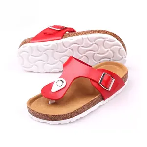 Hot sale cork sole children flipflops kids thong sandals boys girls comfortable casual slippers for beach with soft foot-bed