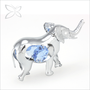 Crystocraft High Quality Chrome Plated <b>Crystal</b> Folk Art Baby Elephant Figurine with Brilliant Cut <b>Crystals</b> - Product Image 1