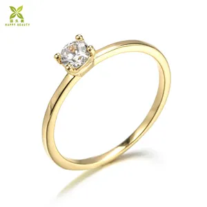 Latest Wedding Ring Jewelry 18k Gold Plated Single Stone Ring Designs