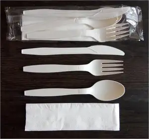 Wholesales Disposable Cornstarch CPLA Plastic Cutlery Set